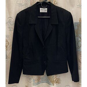 VTG Paul Stanley Designer Wool Blazer / Jacket Solid Classic Black Womens 8 Kiss
